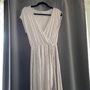 Caution to the wind medium pink and white striped dress